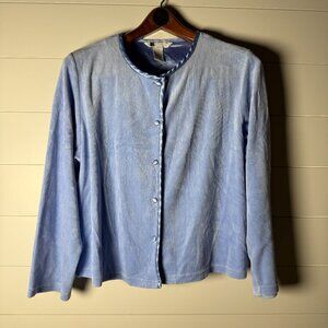 Carole Little PJ Set Periwinkle Blue Sz Large Cotton Blend